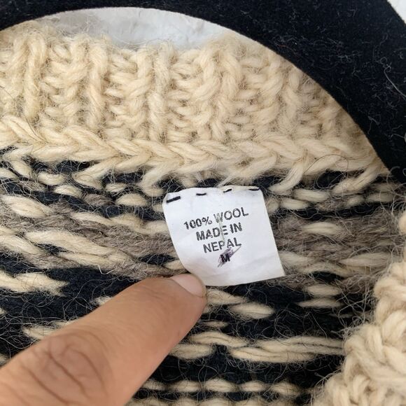 VTG Alpaca Imports Hand Knit Cardigan Sweater Alpaca 100% Wool Nepal L* - Picture 5 of 8